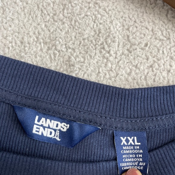 NWOT Lands' End Women's XXL Navy Blue Sleeveless Belted Midi Dress Ribbed Knit - Picture 5 of 9